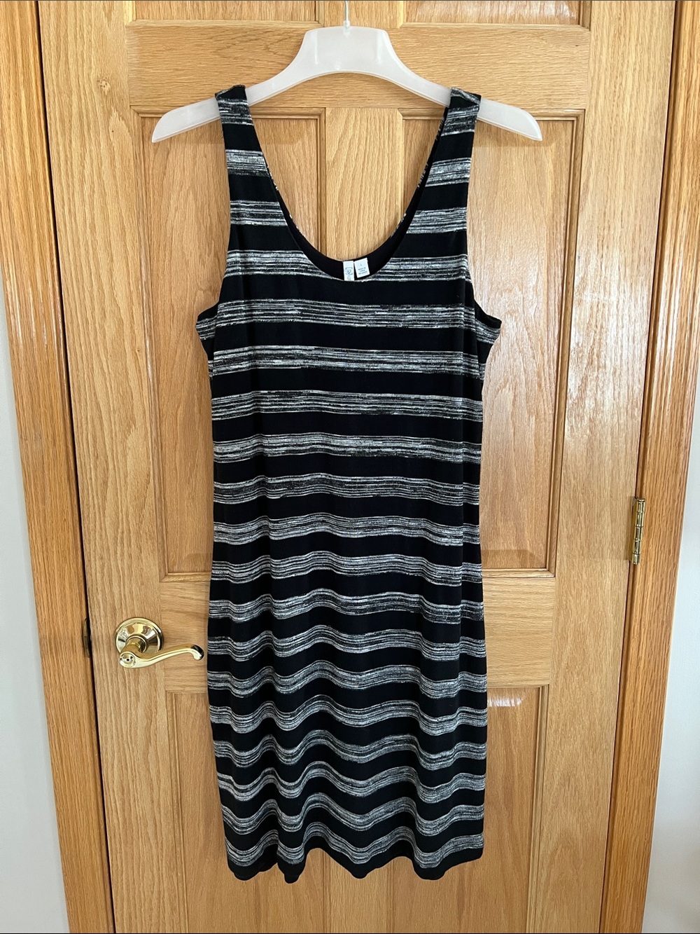 Relativity Black and Gray Striped Tank Dress